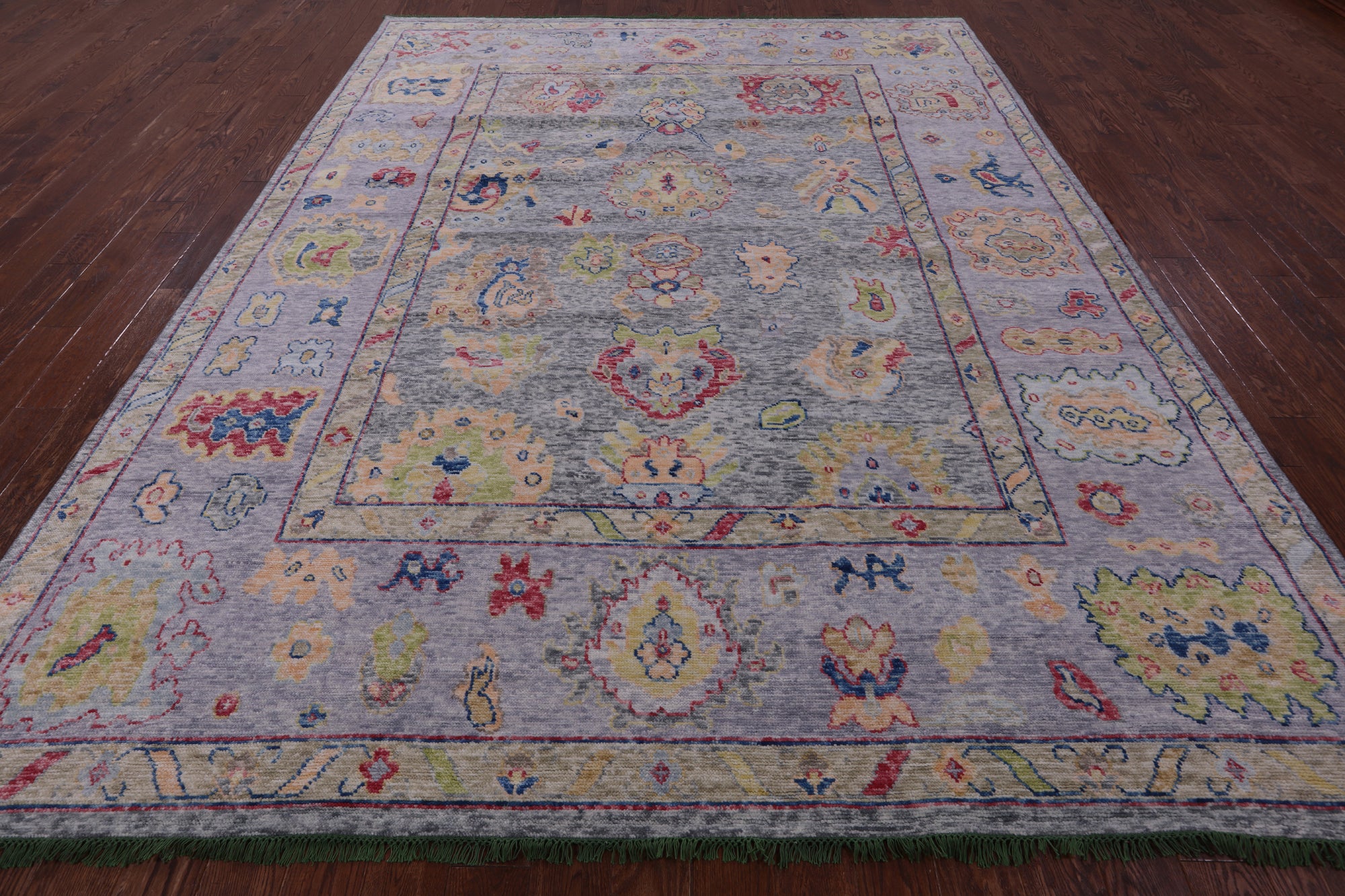 Grey Turkish Oushak Hand Knotted Wool Rug - 9' 1" X 12' 0" - Golden Nile