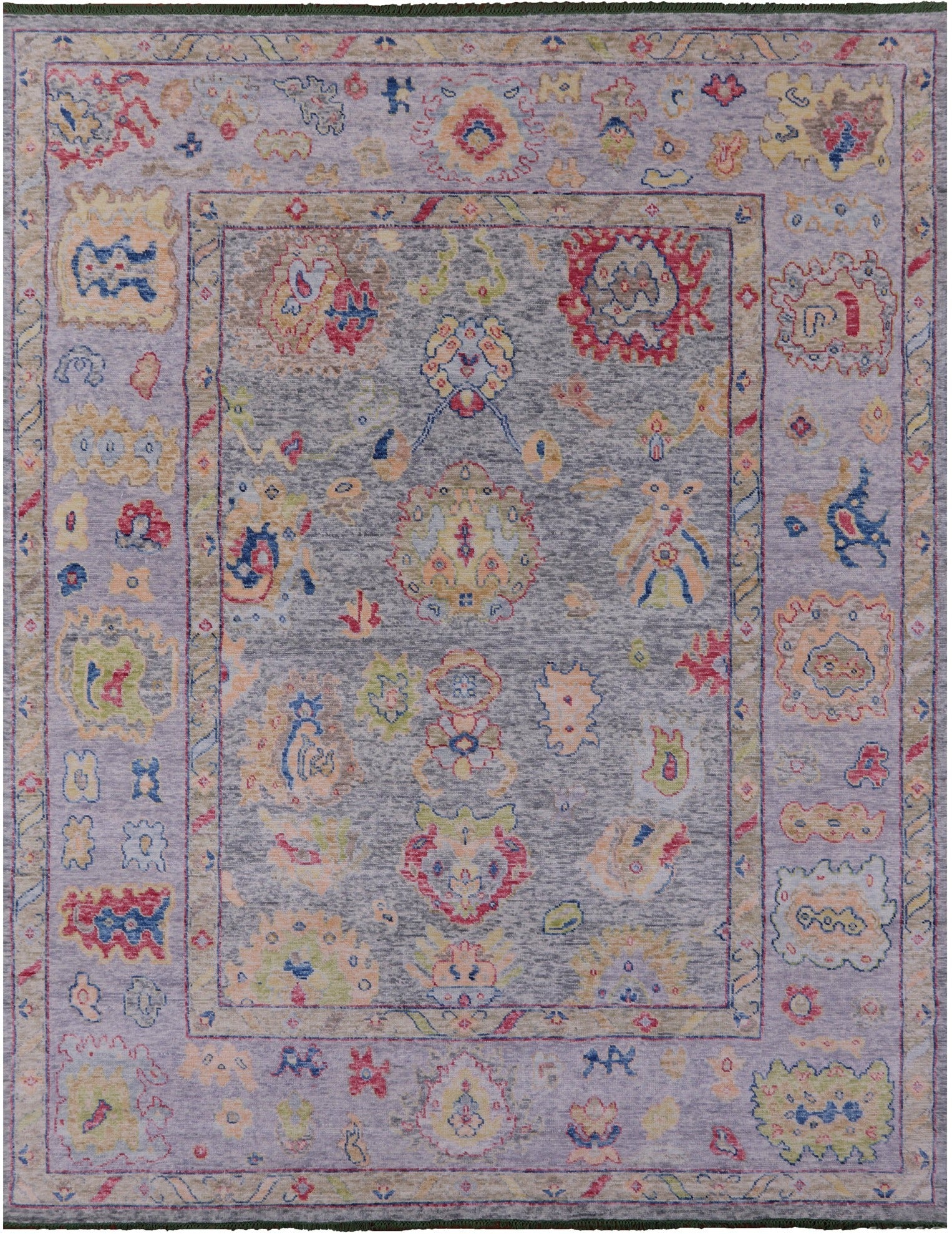 Grey Turkish Oushak Hand Knotted Wool Rug - 9' 1" X 12' 0" - Golden Nile
