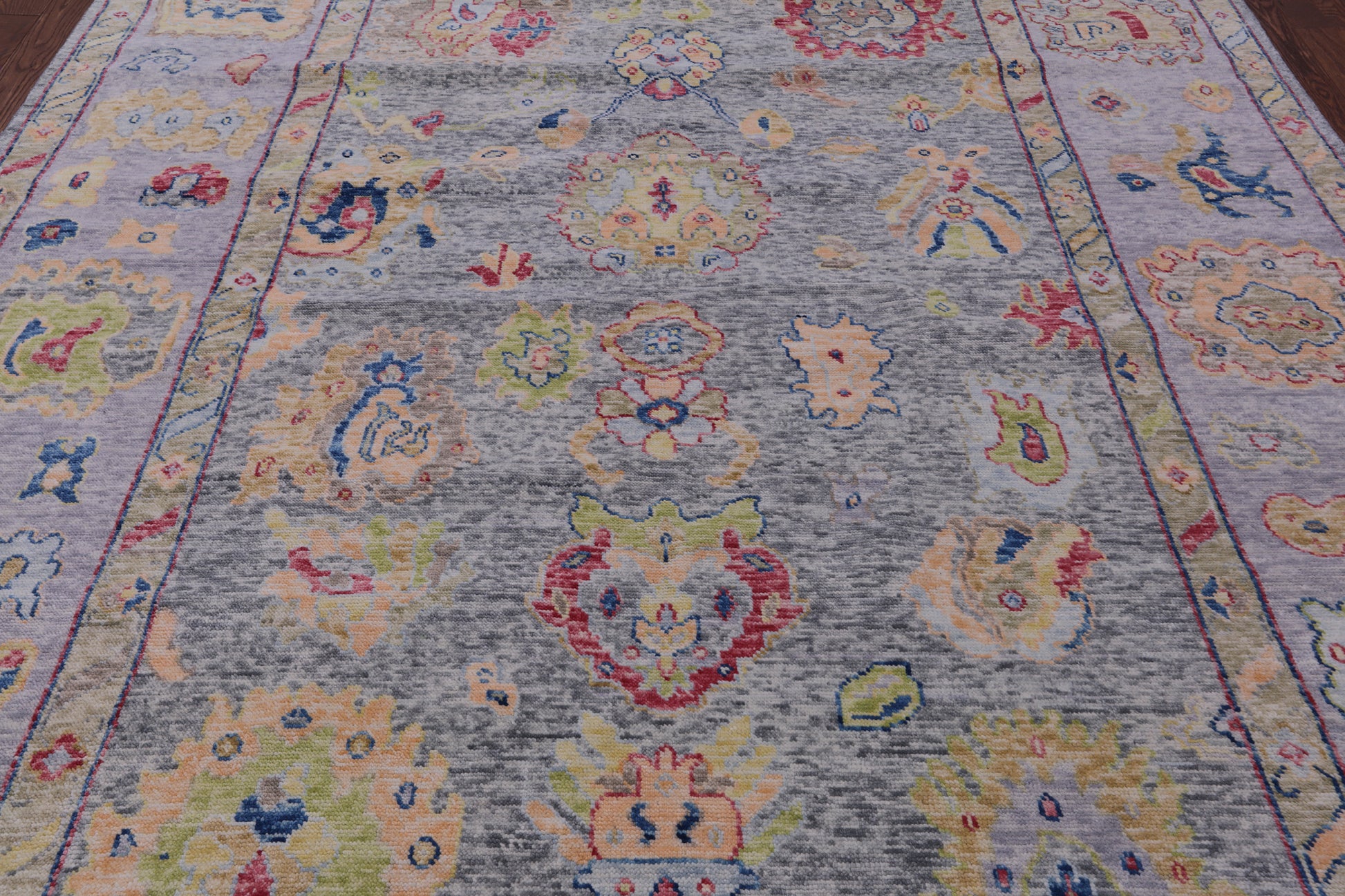 Grey Turkish Oushak Hand Knotted Wool Rug - 9' 1" X 12' 0" - Golden Nile