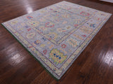Grey Turkish Oushak Hand Knotted Wool Rug - 9' 1" X 12' 0" - Golden Nile