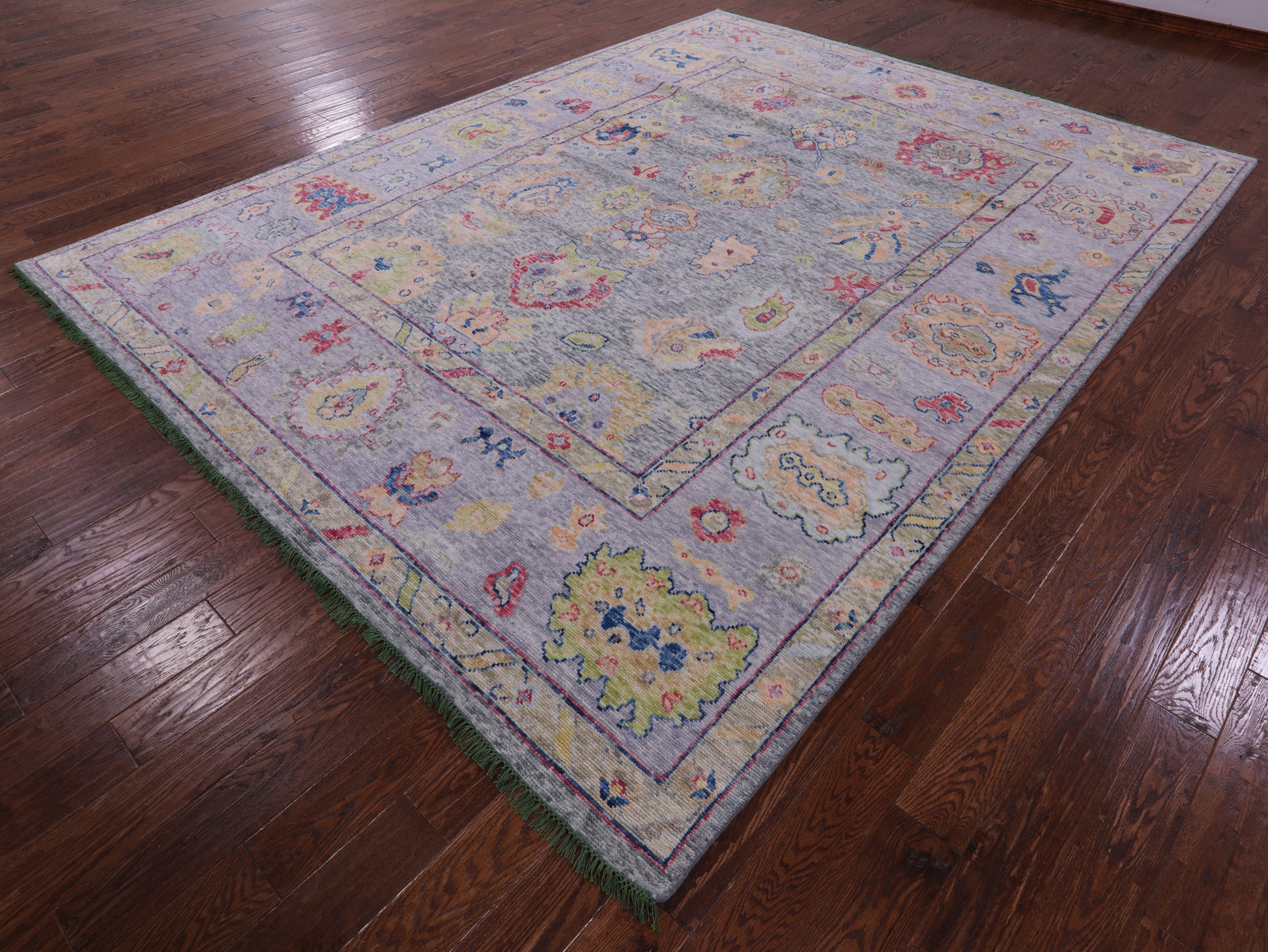 Grey Turkish Oushak Hand Knotted Wool Rug - 9' 1" X 12' 0" - Golden Nile