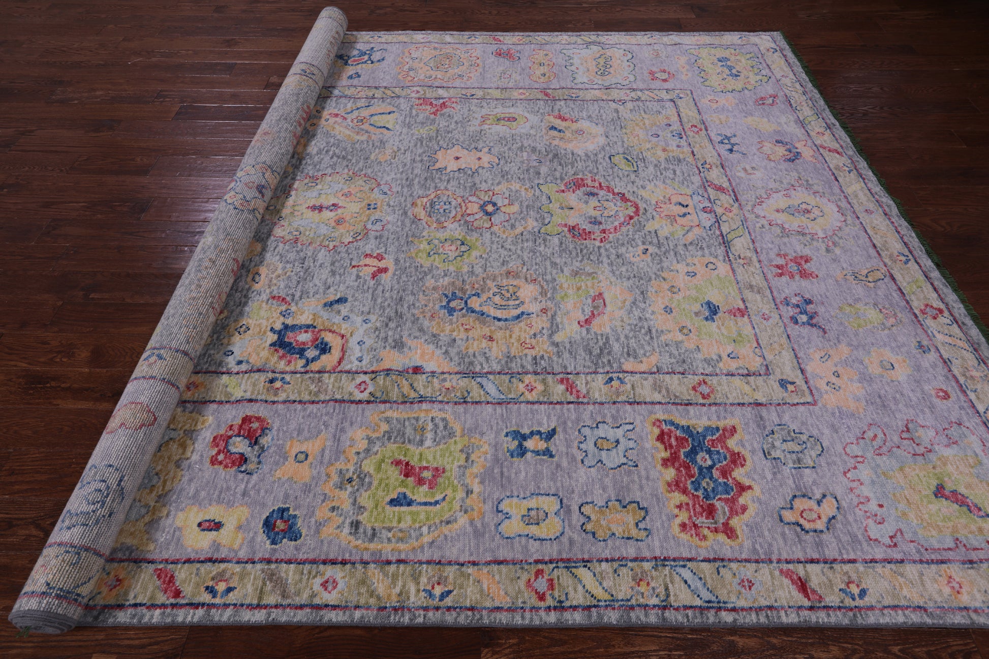 Grey Turkish Oushak Hand Knotted Wool Rug - 9' 1" X 12' 0" - Golden Nile