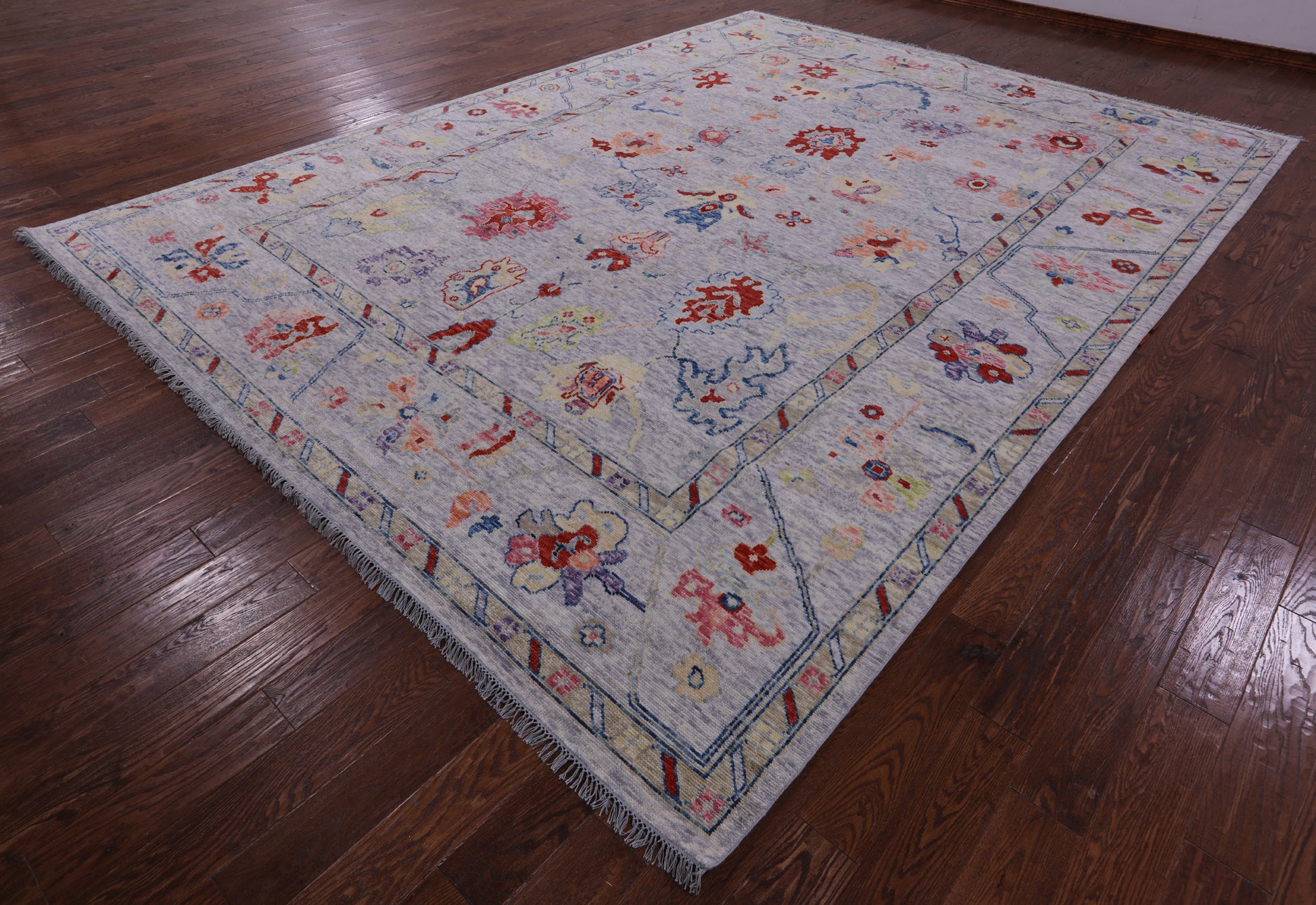 Grey Turkish Oushak Hand Knotted Wool Rug - 10' 5" X 13' 11" - Golden Nile