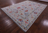 Grey Turkish Oushak Hand Knotted Wool Rug - 10' 5" X 13' 11" - Golden Nile