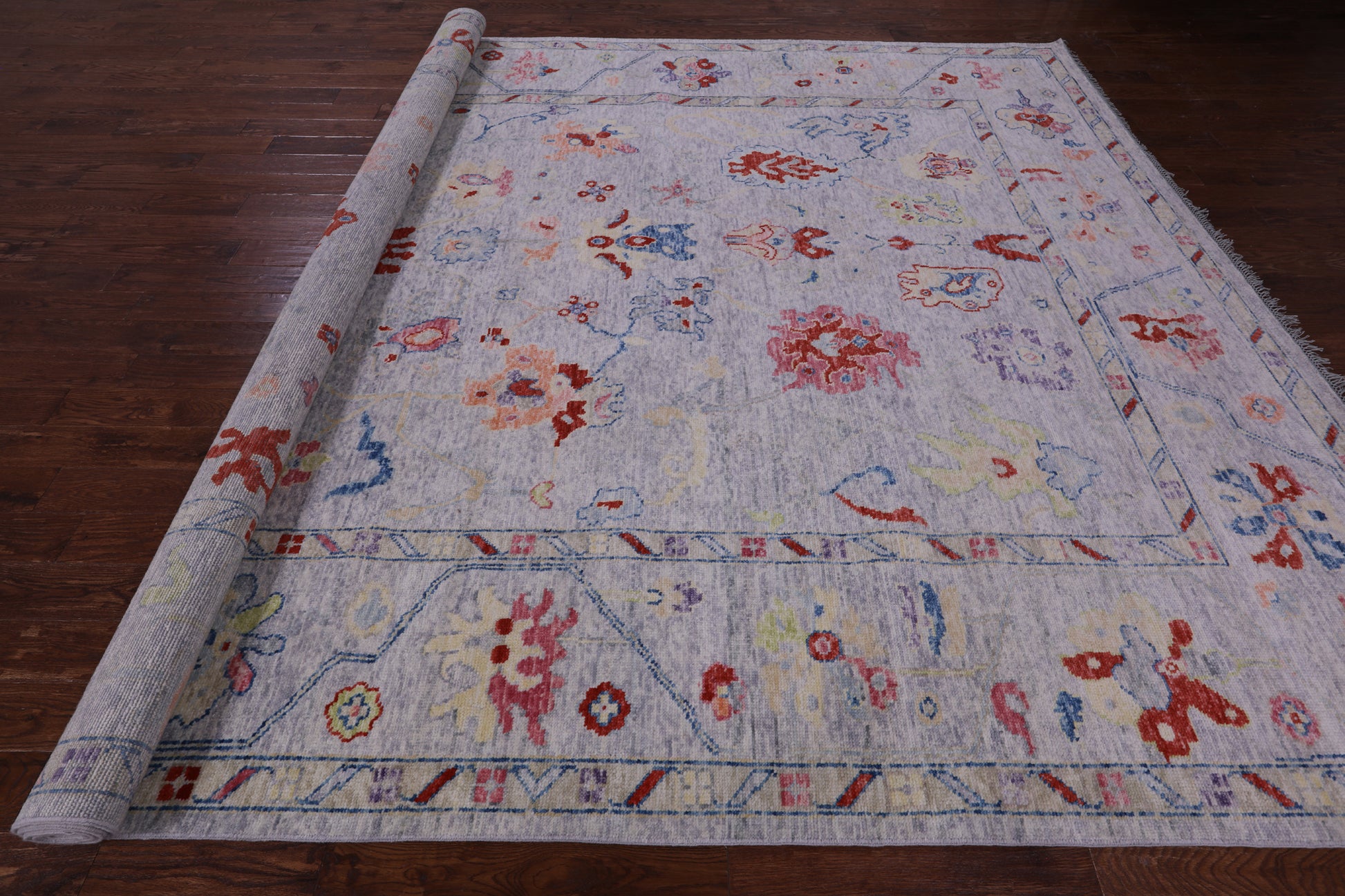 Grey Turkish Oushak Hand Knotted Wool Rug - 10' 5" X 13' 11" - Golden Nile