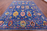 Blue Turkish Oushak Hand Knotted Wool Rug - 10' 1" X 13' 6" - Golden Nile