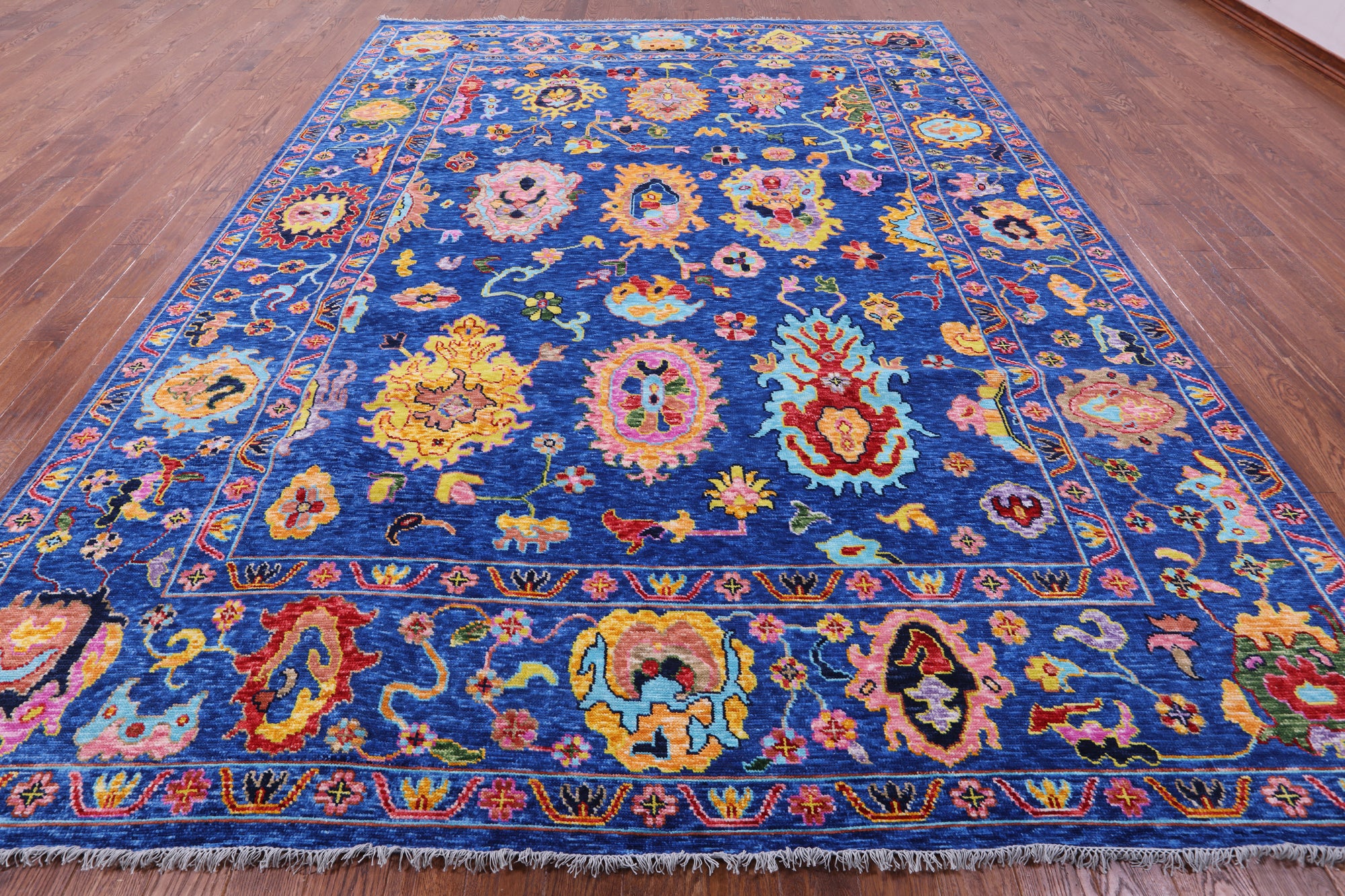 Blue Turkish Oushak Hand Knotted Wool Rug - 10' 1" X 13' 6" - Golden Nile