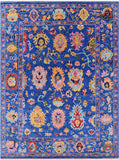 Blue Turkish Oushak Hand Knotted Wool Rug - 10' 1" X 13' 6" - Golden Nile