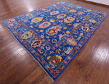 Blue Turkish Oushak Hand Knotted Wool Rug - 10' 1" X 13' 6" - Golden Nile