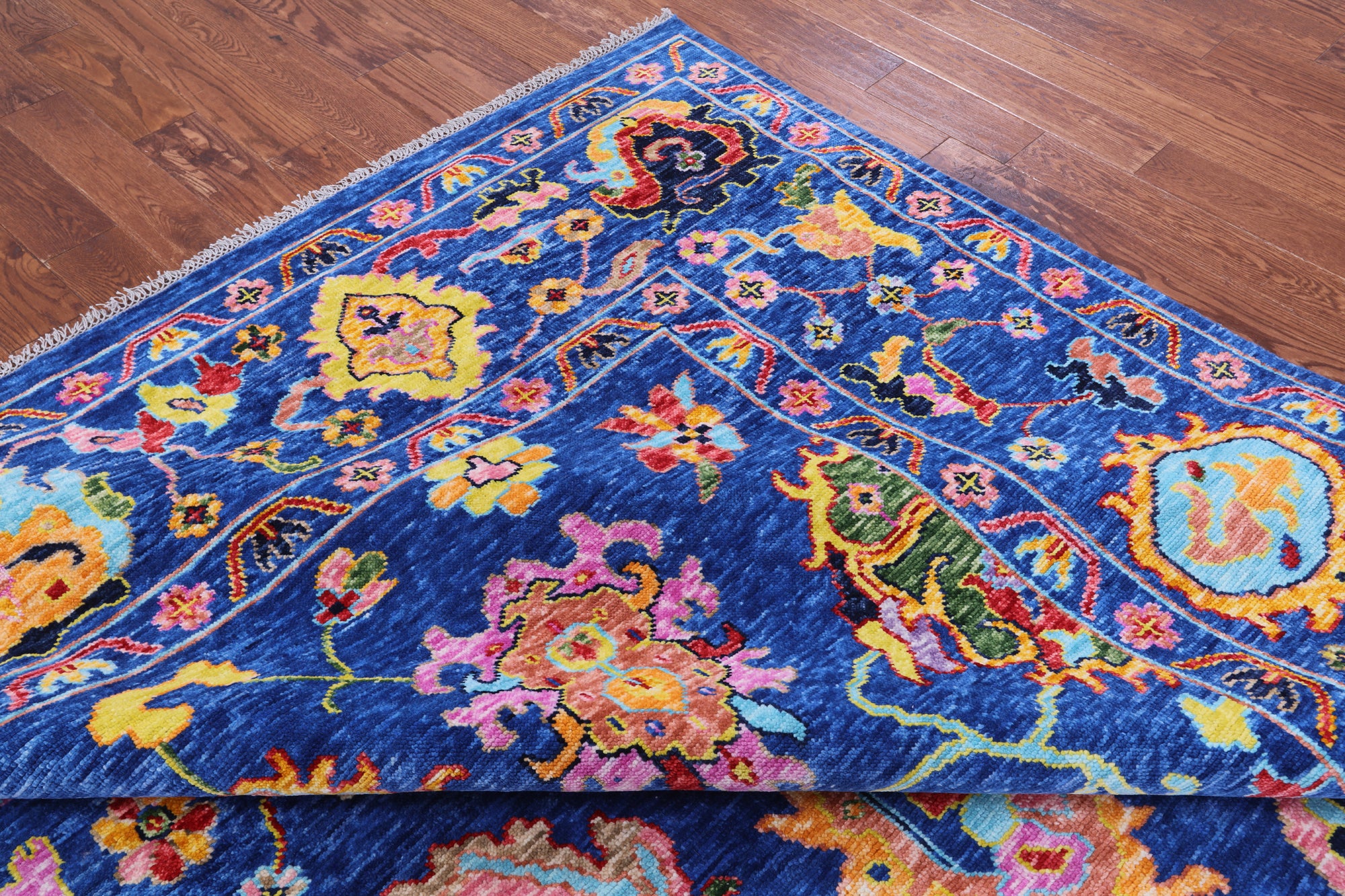 Blue Turkish Oushak Hand Knotted Wool Rug - 10' 1" X 13' 6" - Golden Nile
