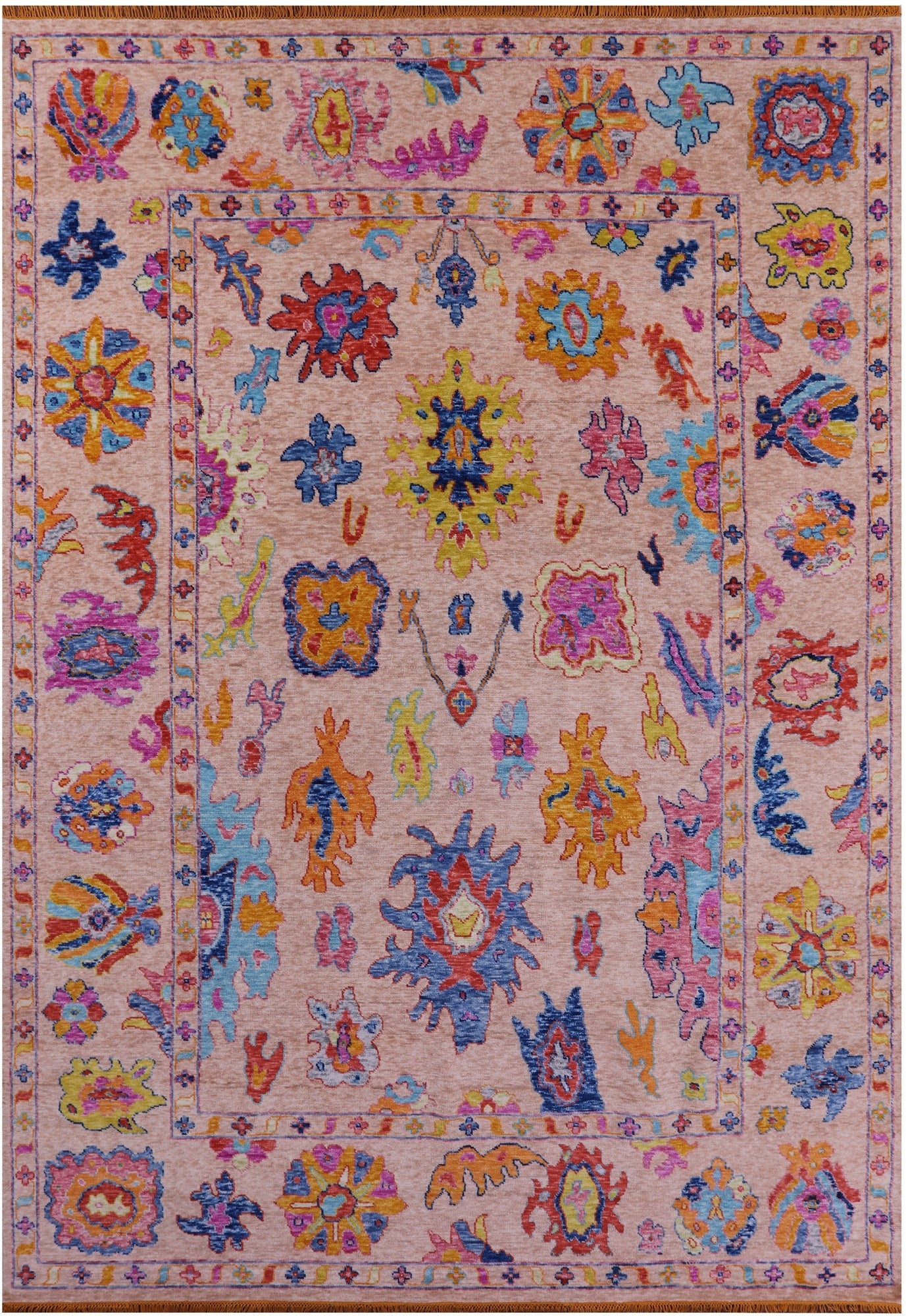 Turkish Oushak Hand Knotted Wool Rug - 9' 11" X 13' 10" - Golden Nile