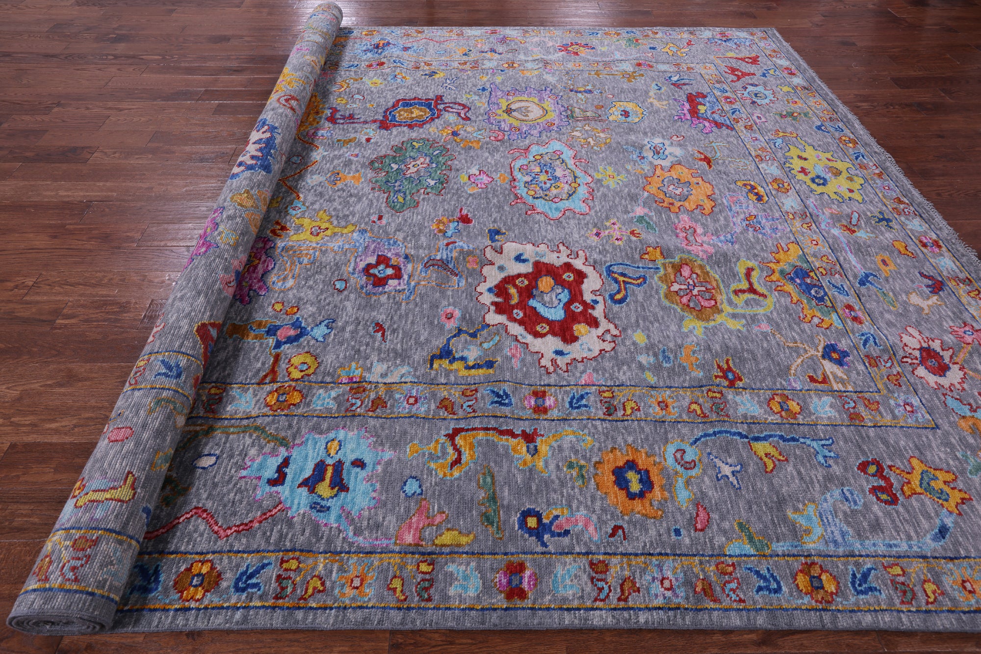 Grey Turkish Oushak Hand Knotted Wool Rug - 10' 2" X 13' 9" - Golden Nile