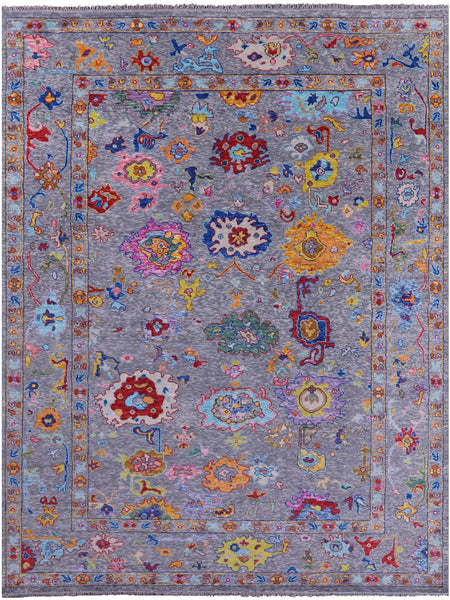 Grey Turkish Oushak Hand Knotted Wool Rug - 10' 2" X 13' 9" - Golden Nile
