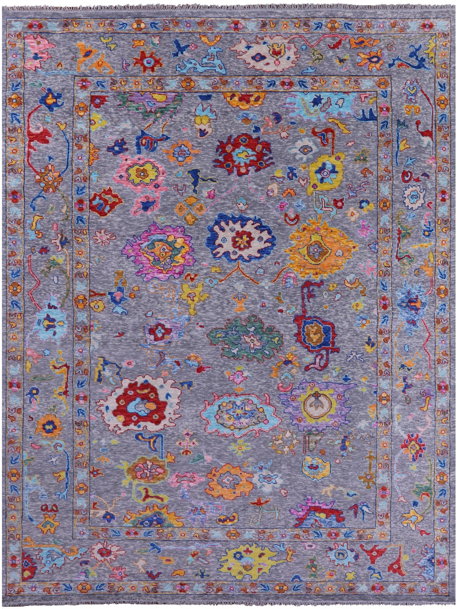 Grey Turkish Oushak Hand Knotted Wool Rug - 10' 2" X 13' 9" - Golden Nile