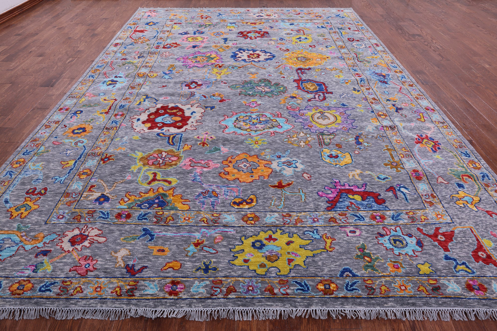 Grey Turkish Oushak Hand Knotted Wool Rug - 10' 2" X 13' 9" - Golden Nile