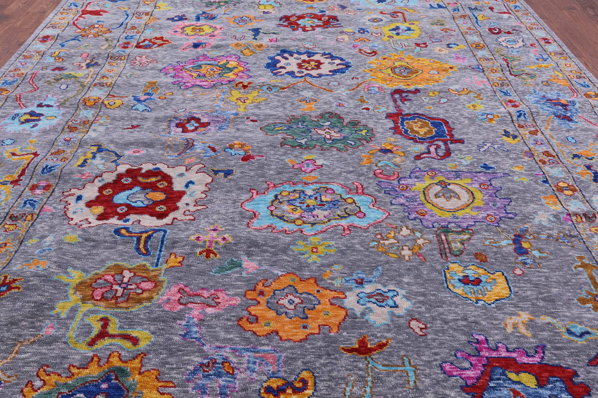 Grey Turkish Oushak Hand Knotted Wool Rug - 10' 2" X 13' 9" - Golden Nile