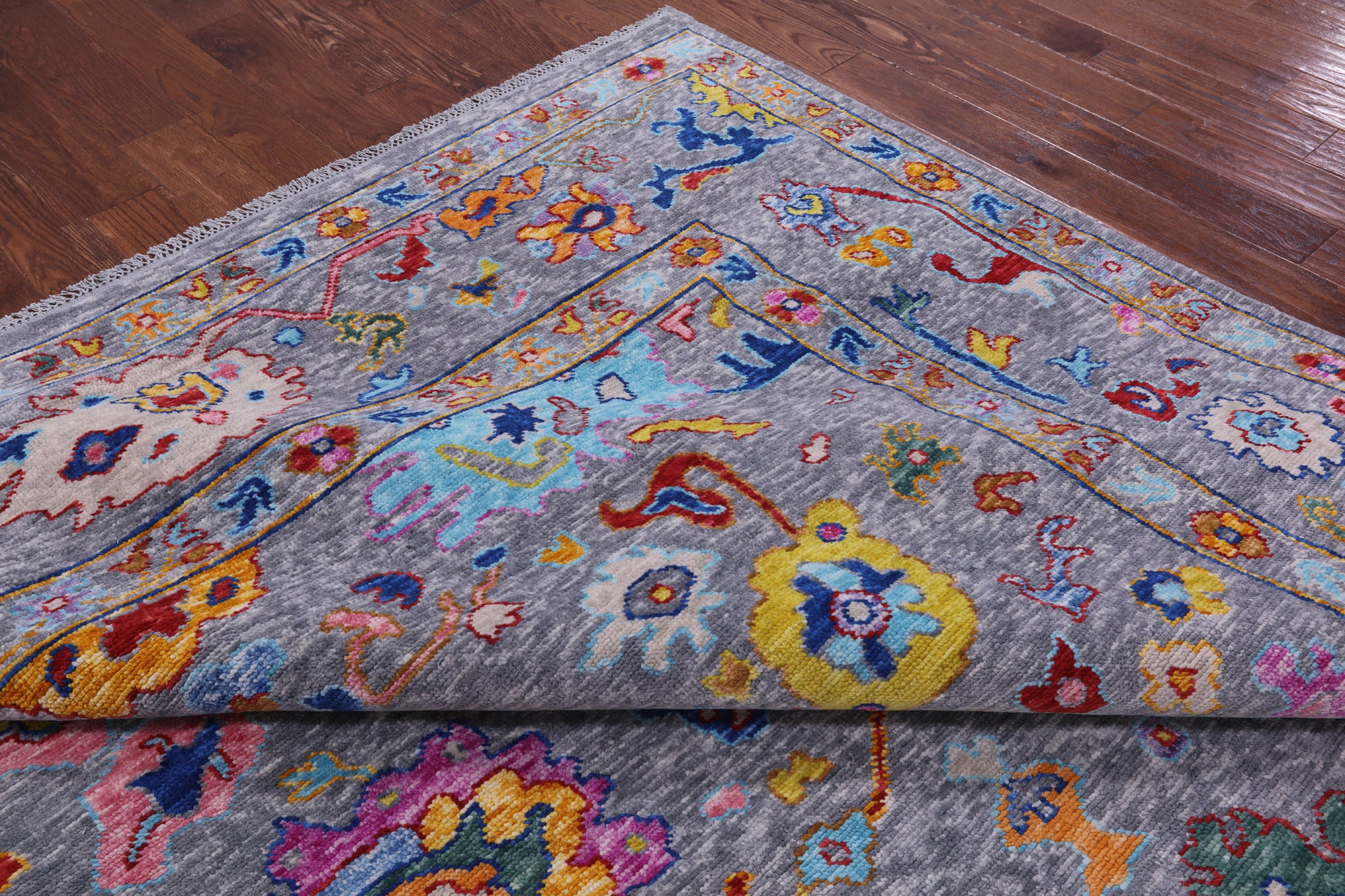 Grey Turkish Oushak Hand Knotted Wool Rug - 10' 2" X 13' 9" - Golden Nile