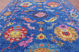 Blue Turkish Oushak Hand Knotted Wool Rug - 10' 3" X 13' 9" - Golden Nile