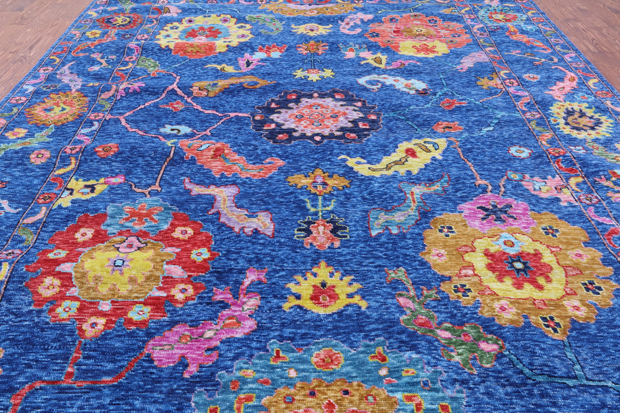 Blue Turkish Oushak Hand Knotted Wool Rug - 10' 3" X 13' 9" - Golden Nile