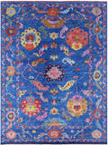 Blue Turkish Oushak Hand Knotted Wool Rug - 10' 3" X 13' 9" - Golden Nile