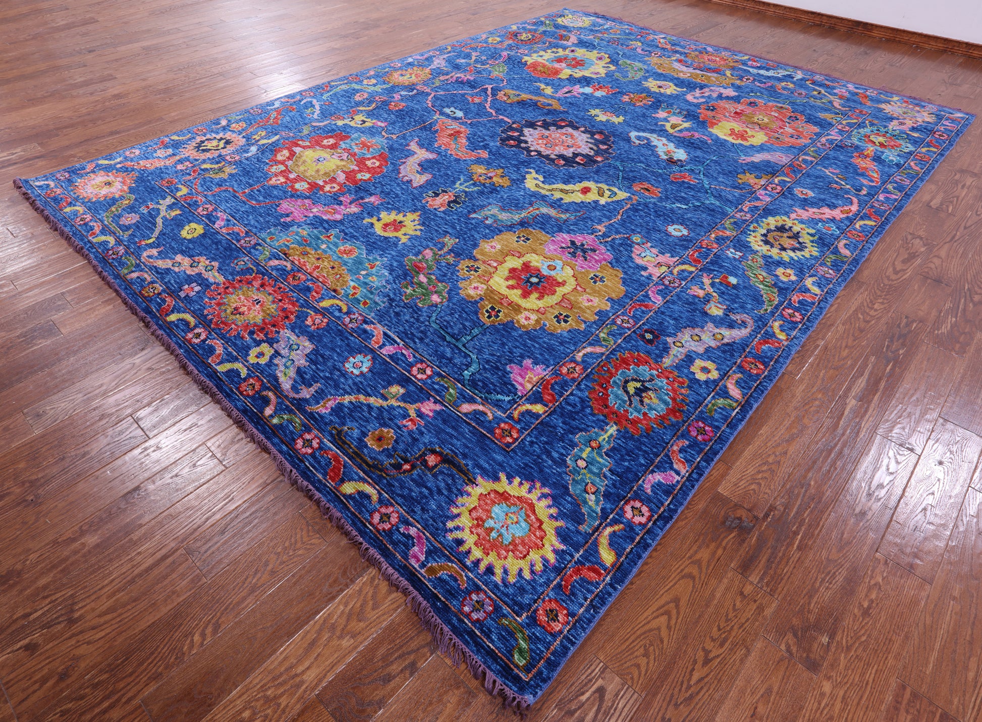 Blue Turkish Oushak Hand Knotted Wool Rug - 10' 3" X 13' 9" - Golden Nile
