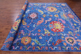 Blue Turkish Oushak Hand Knotted Wool Rug - 10' 3" X 13' 9" - Golden Nile