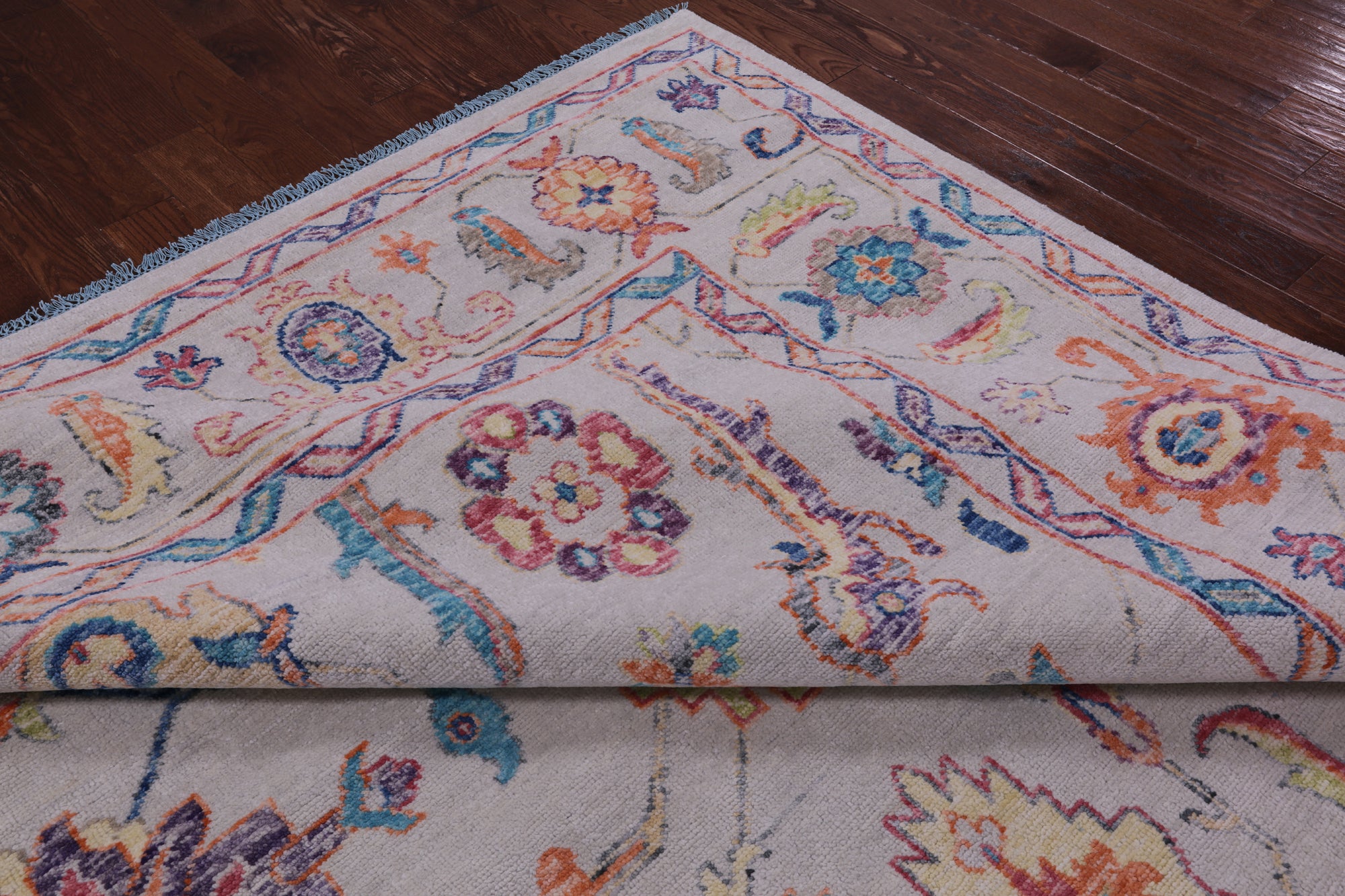 Ivory Turkish Oushak Hand Knotted Wool Rug - 10' 4" X 13' 10" - Golden Nile