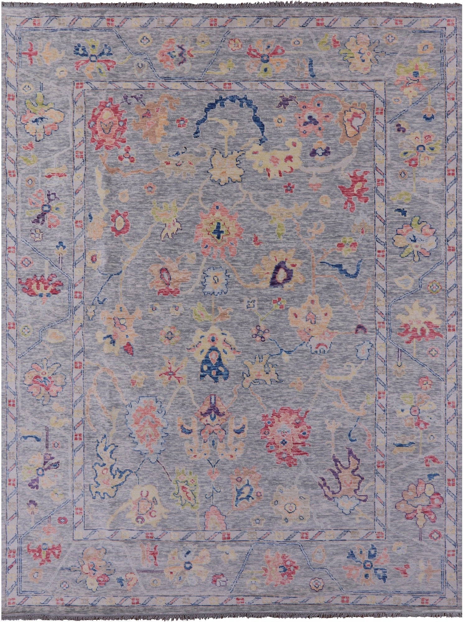 Grey Turkish Oushak Hand Knotted Wool Rug - 10' 1" X 13' 6" - Golden Nile