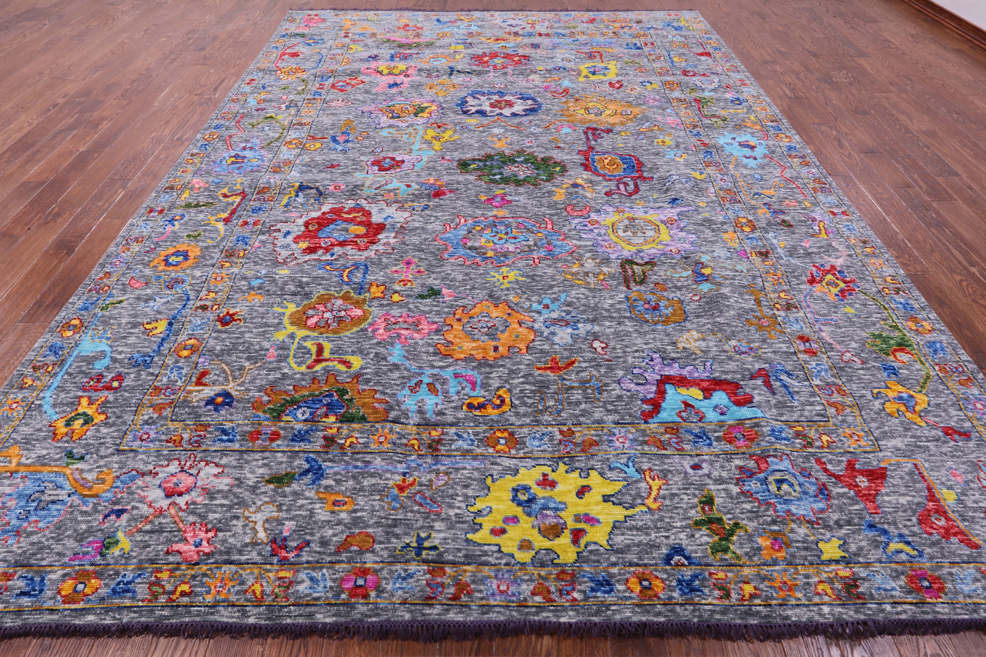 Grey Turkish Oushak Hand Knotted Wool Rug - 10' 1" X 13' 8" - Golden Nile