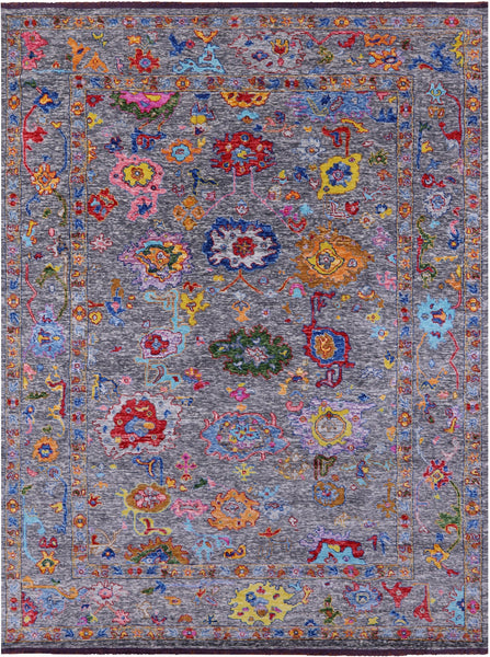 Grey Turkish Oushak Hand Knotted Wool Rug - 10' 1" X 13' 8" - Golden Nile