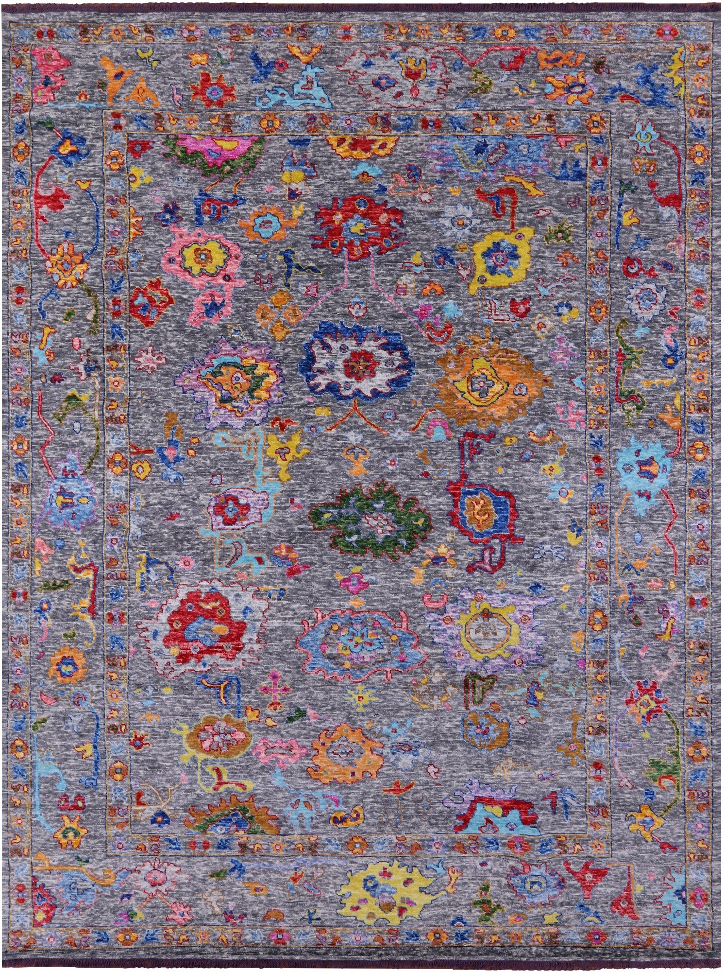 Grey Turkish Oushak Hand Knotted Wool Rug - 10' 1" X 13' 8" - Golden Nile