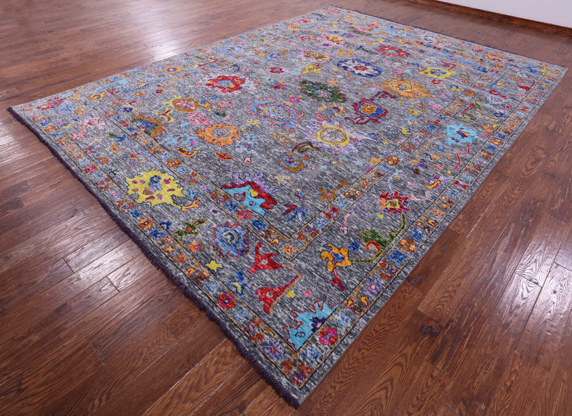 Grey Turkish Oushak Hand Knotted Wool Rug - 10' 1" X 13' 8" - Golden Nile