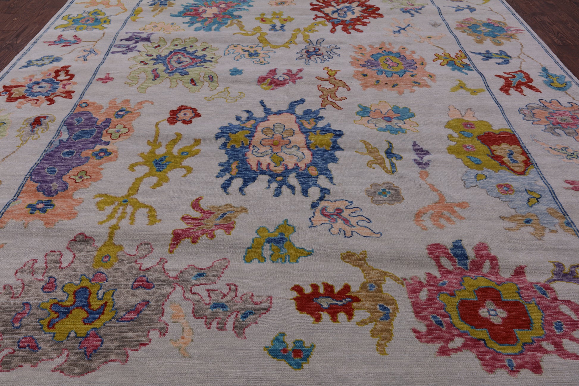 Ivory Turkish Oushak Hand Knotted Wool Rug - 10' 3" X 13' 9" - Golden Nile