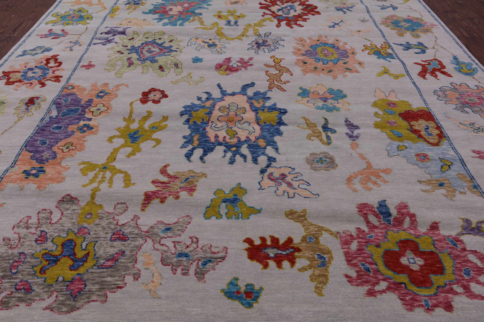 Ivory Turkish Oushak Hand Knotted Wool Rug - 10' 3" X 13' 9" - Golden Nile