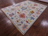 Ivory Turkish Oushak Hand Knotted Wool Rug - 10' 3" X 13' 9" - Golden Nile
