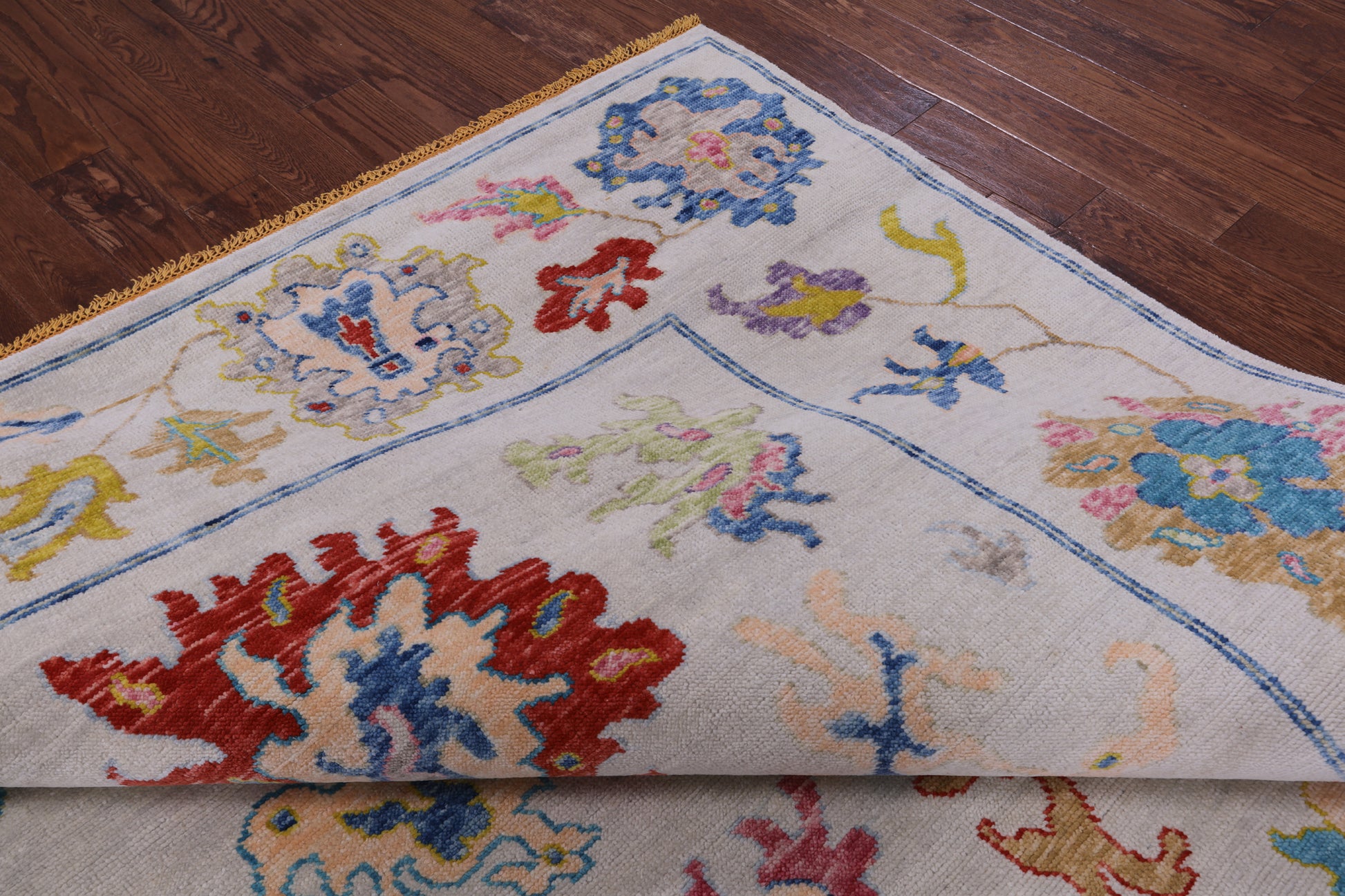 Ivory Turkish Oushak Hand Knotted Wool Rug - 10' 3" X 13' 9" - Golden Nile