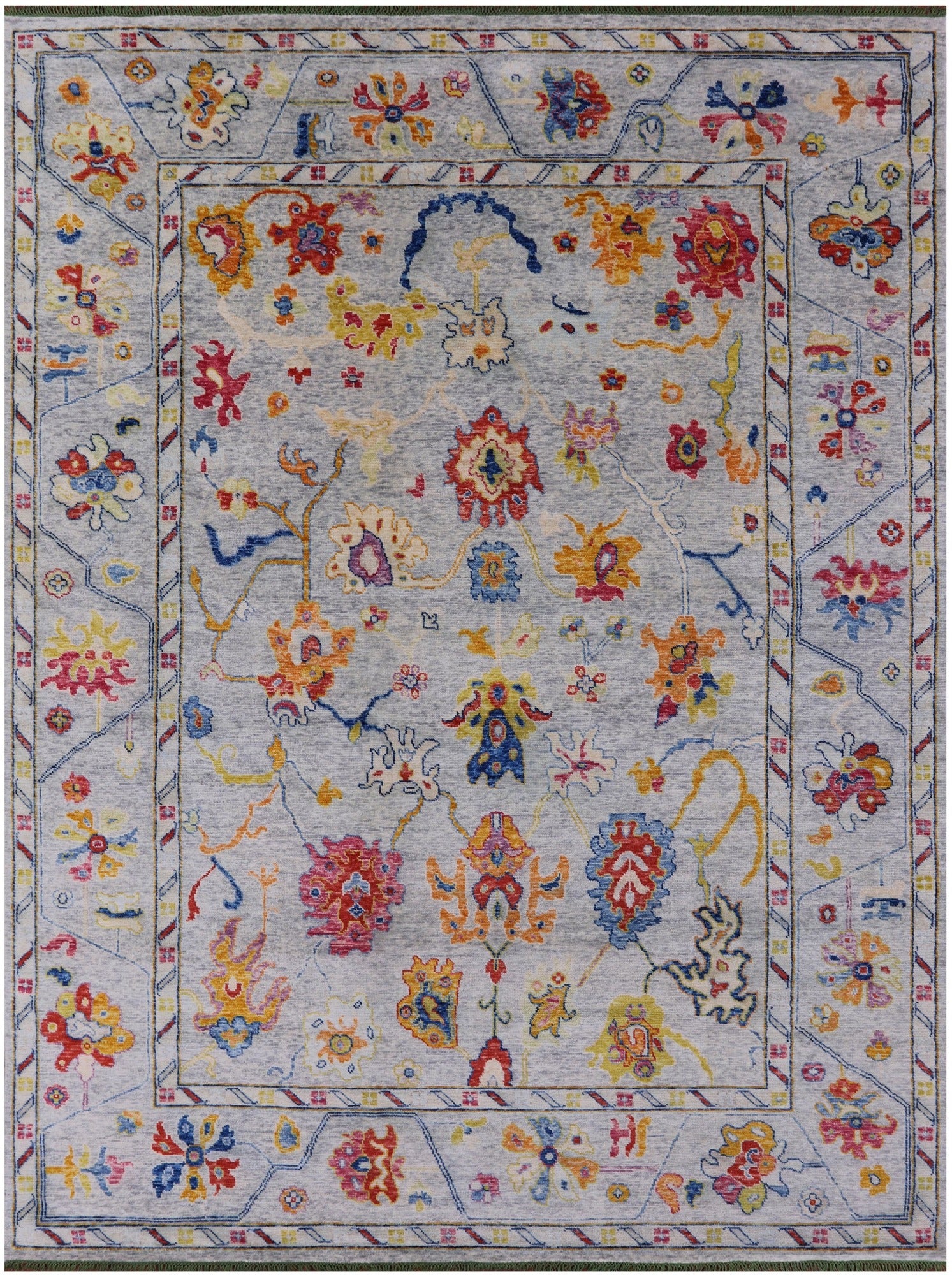 Grey Turkish Oushak Hand Knotted Wool Rug - 10' 3" X 13' 8" - Golden Nile