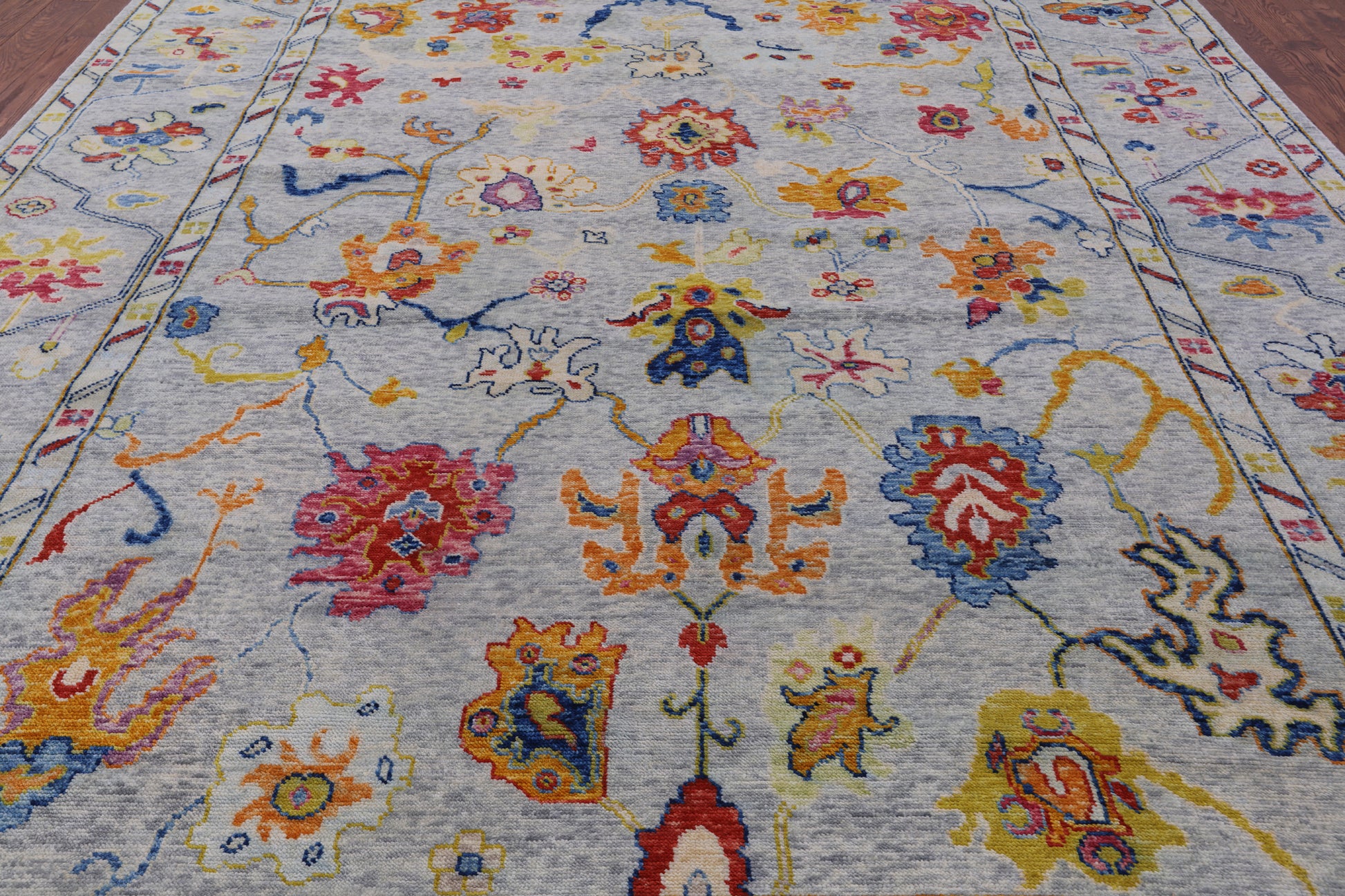 Grey Turkish Oushak Hand Knotted Wool Rug - 10' 3" X 13' 8" - Golden Nile