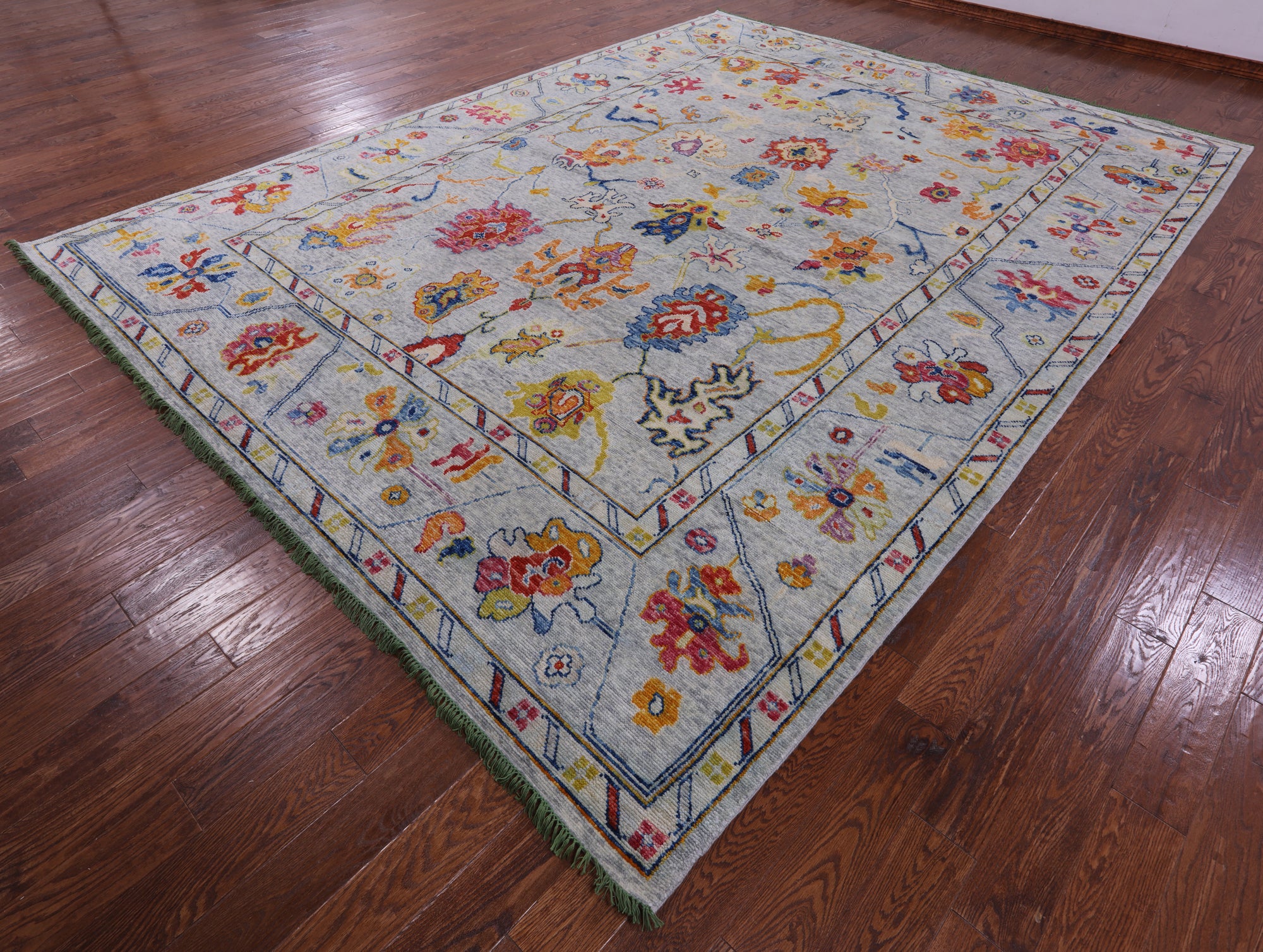 Grey Turkish Oushak Hand Knotted Wool Rug - 10' 3" X 13' 8" - Golden Nile