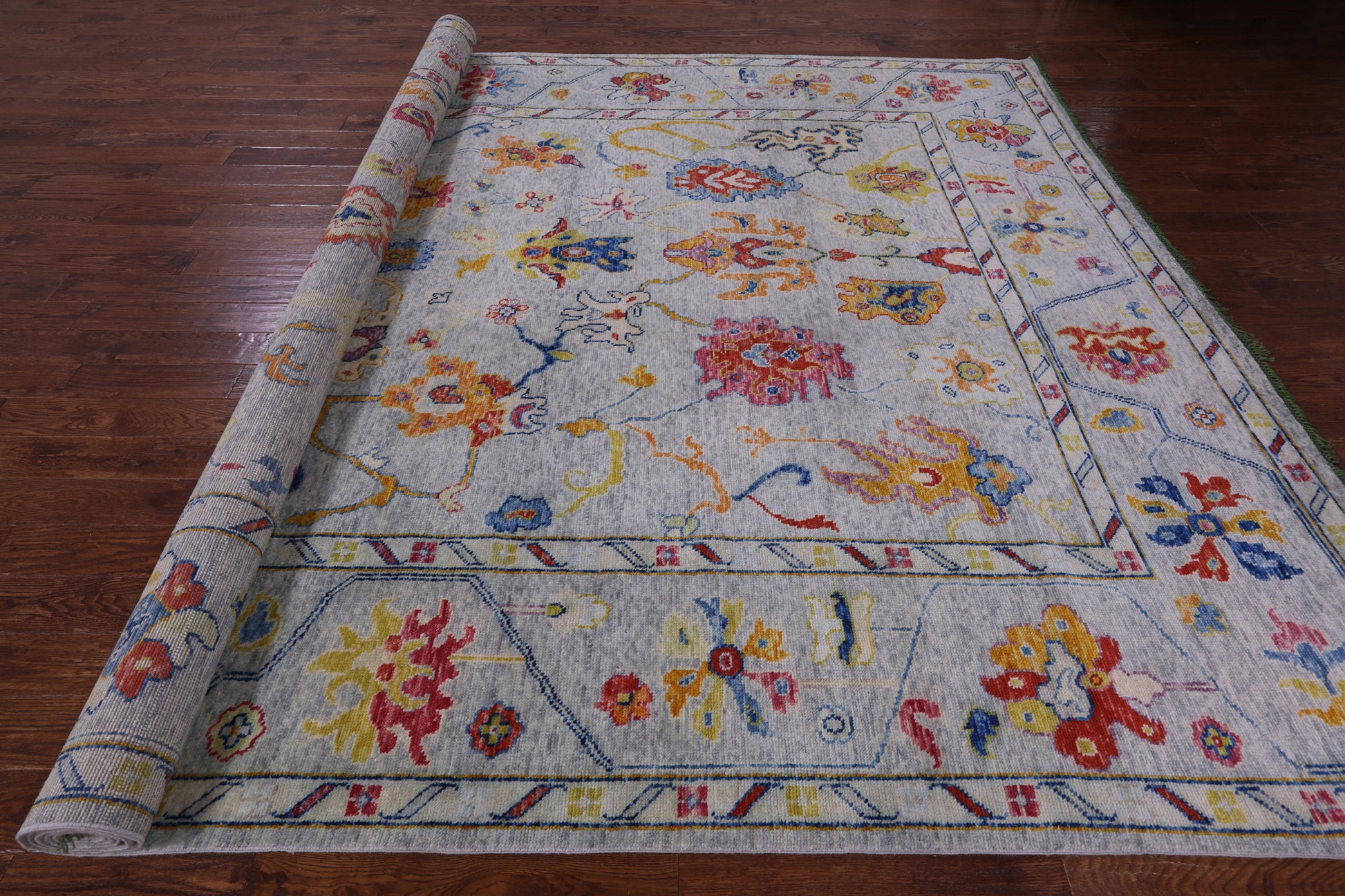 Grey Turkish Oushak Hand Knotted Wool Rug - 10' 3" X 13' 8" - Golden Nile