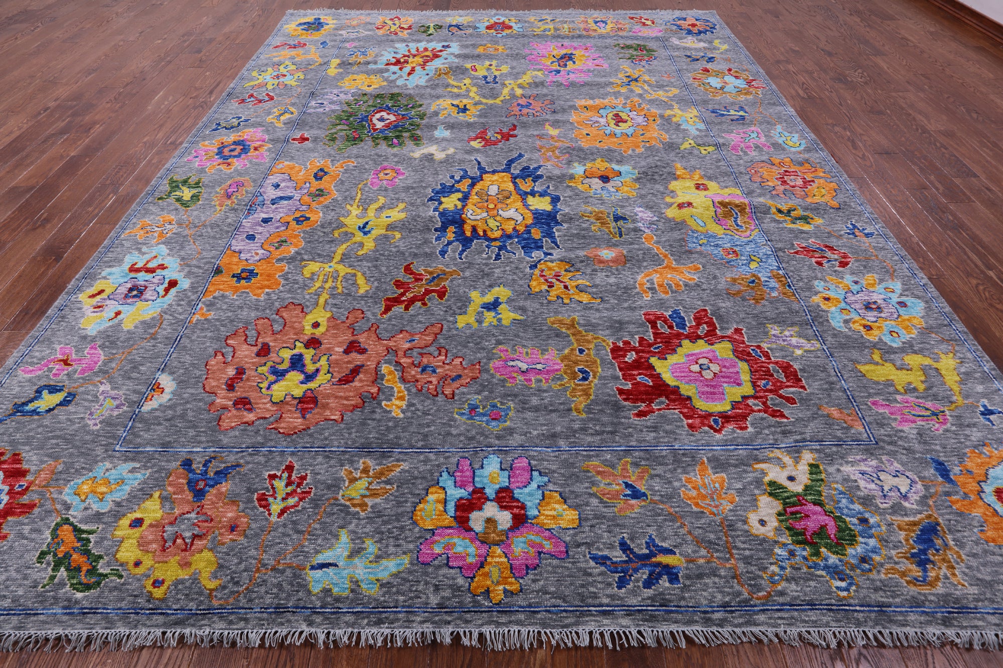 Grey Turkish Oushak Hand Knotted Wool Rug - 10' 3" X 13' 7" - Golden Nile