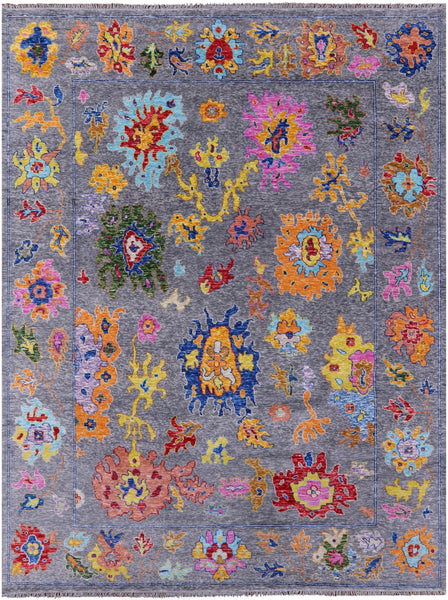 Grey Turkish Oushak Hand Knotted Wool Rug - 10' 3" X 13' 7" - Golden Nile