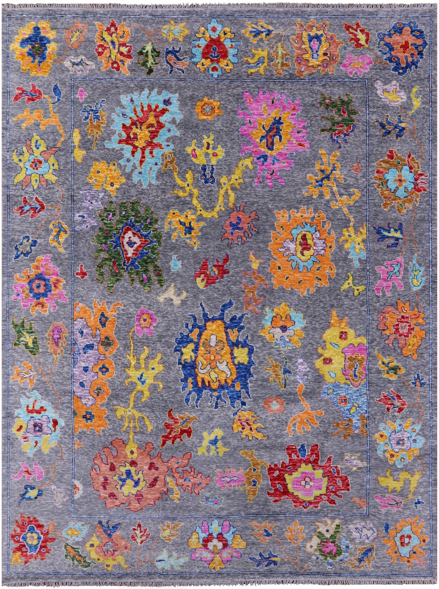 Grey Turkish Oushak Hand Knotted Wool Rug - 10' 3" X 13' 7" - Golden Nile