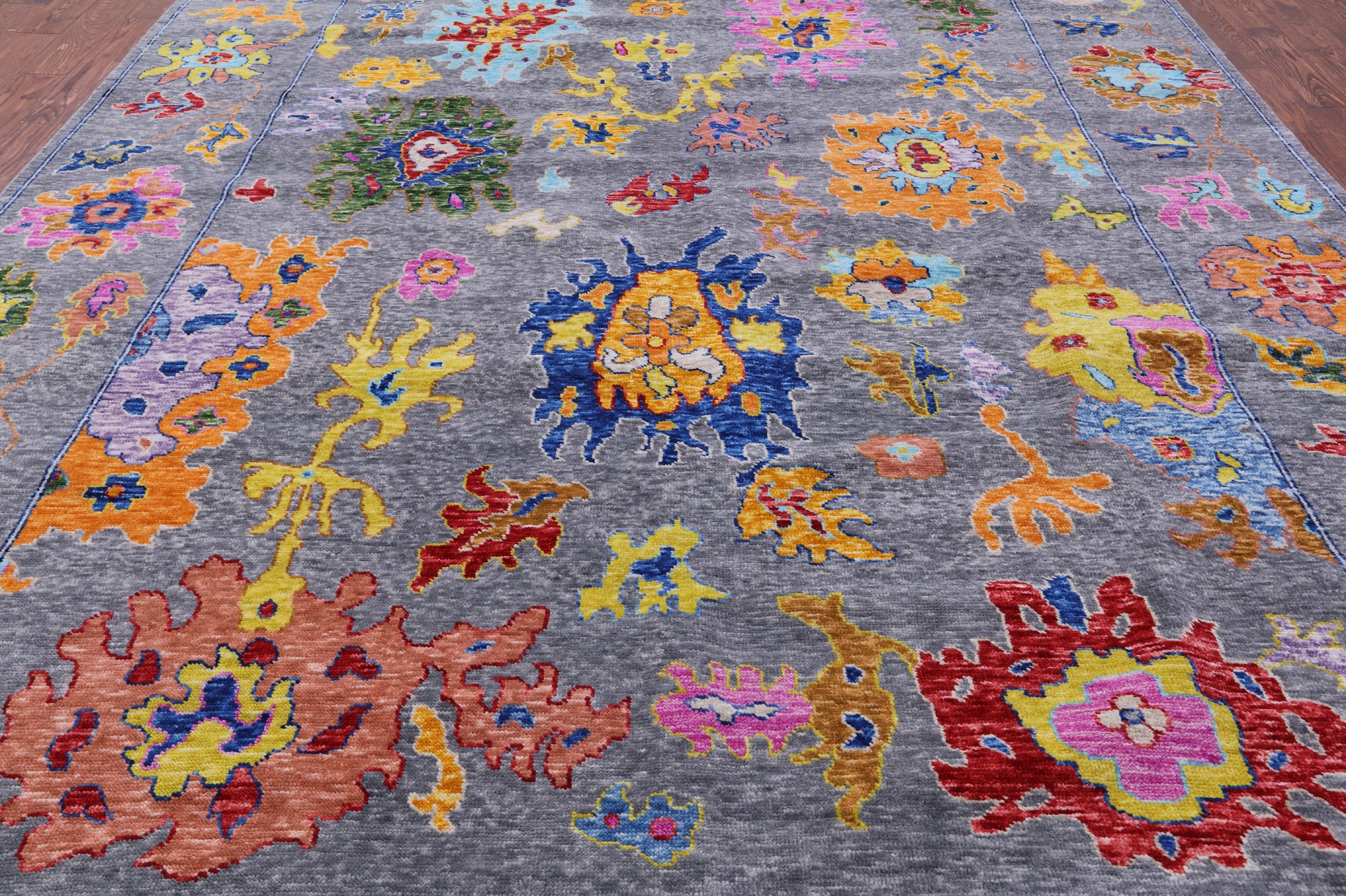 Grey Turkish Oushak Hand Knotted Wool Rug - 10' 3" X 13' 7" - Golden Nile