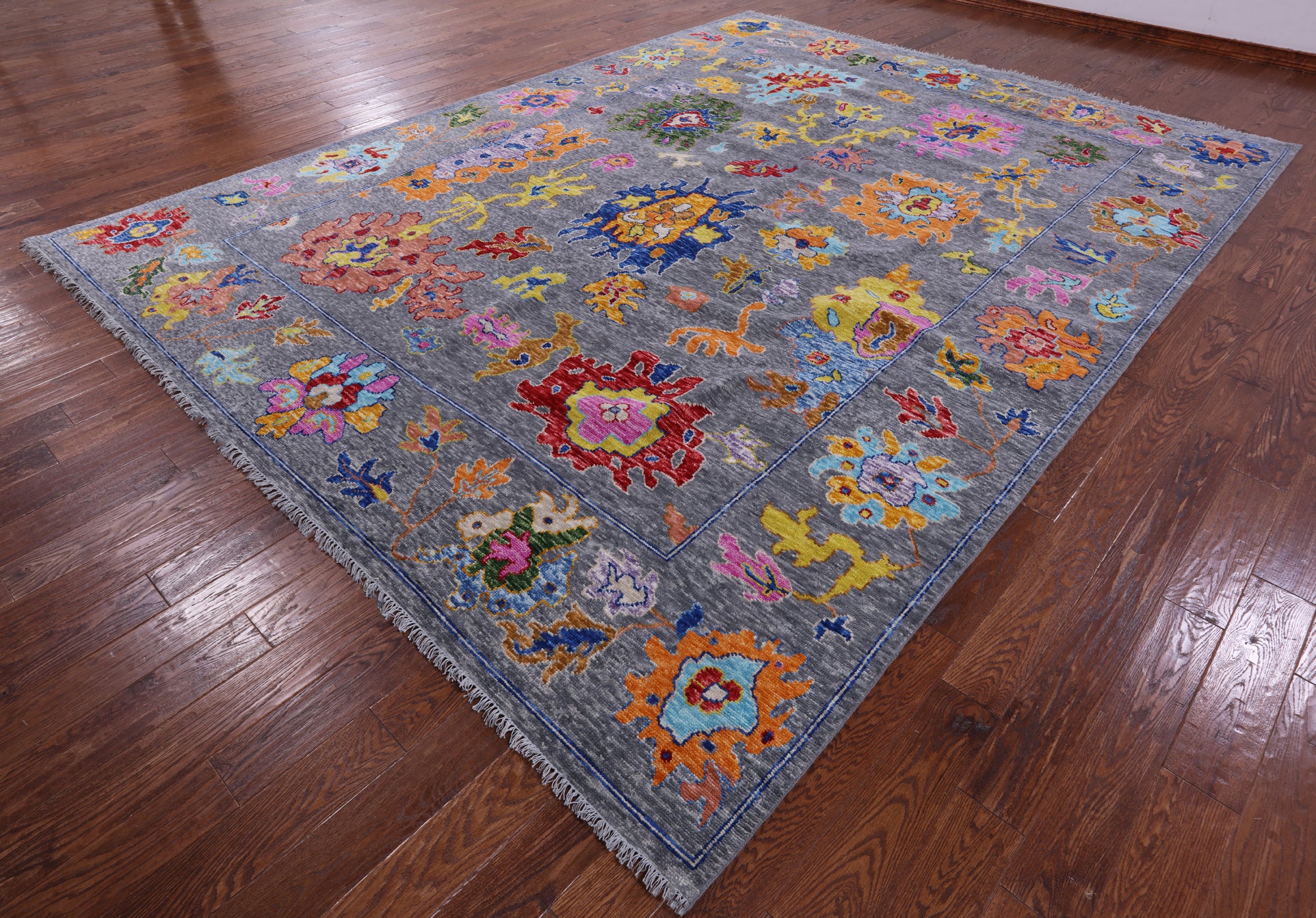 Grey Turkish Oushak Hand Knotted Wool Rug - 10' 3" X 13' 7" - Golden Nile