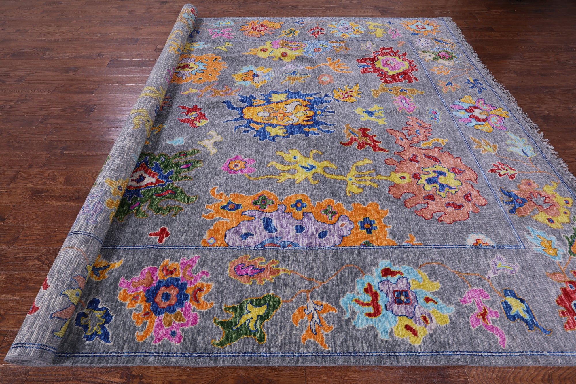 Grey Turkish Oushak Hand Knotted Wool Rug - 10' 3" X 13' 7" - Golden Nile
