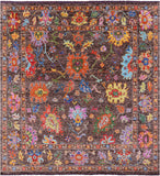 Brown Square Turkish Oushak Hand Knotted Wool Rug - 10' 2" X 10' 4" - Golden Nile
