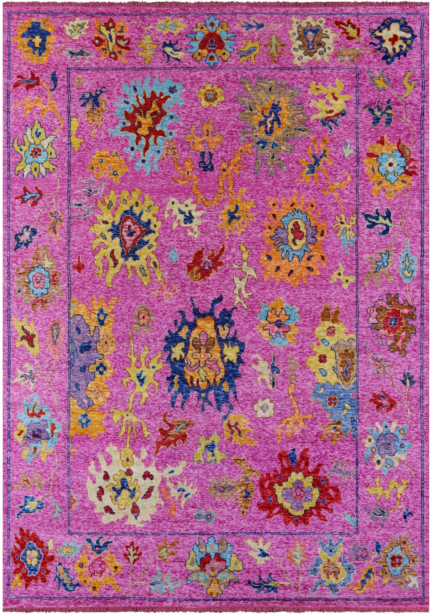 Pink Turkish Oushak Hand Knotted Wool Rug - 9' 11" X 14' 0" - Golden Nile