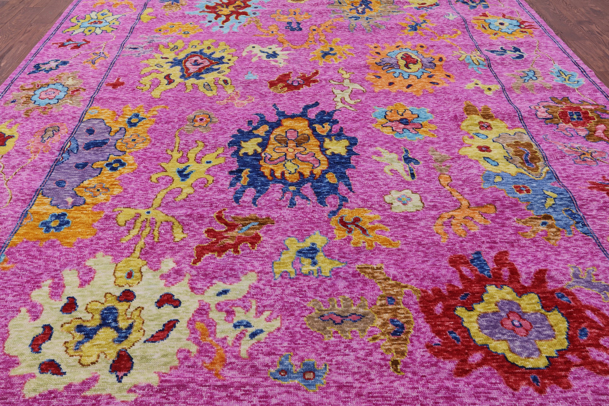 Pink Turkish Oushak Hand Knotted Wool Rug - 9' 11" X 14' 0" - Golden Nile