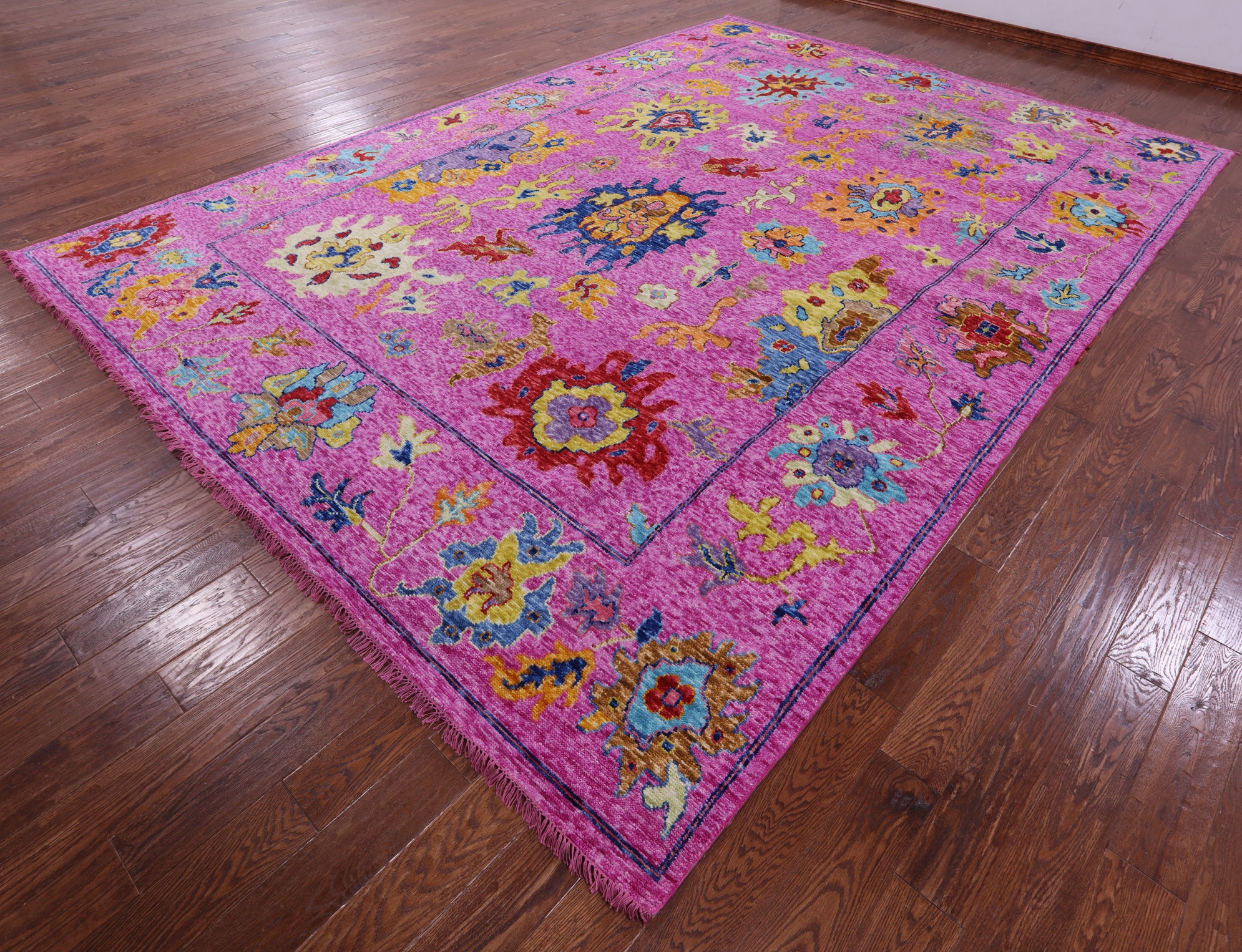 Pink Turkish Oushak Hand Knotted Wool Rug - 9' 11" X 14' 0" - Golden Nile